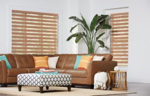 Zebra shades for living rooms. Available at AAA Blinds of Lakeland
